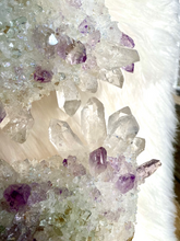 Load image into Gallery viewer, Large Turquoise, Purple, and Gold Geode Panel w/ Brazilian Amethyst & Quartz Points - 30" x 30" Round