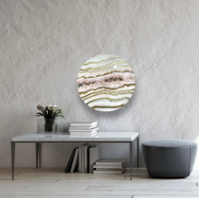 Load image into Gallery viewer, Large Gold & White Geode Panel w/ Rose & Clear Quartz Points - 30" x 30" Round