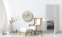 Load image into Gallery viewer, Large Gold & White Geode Panel w/ Rose & Clear Quartz Points - 30" x 30" Round