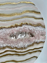 Load image into Gallery viewer, Large Gold & White Geode Panel w/ Rose & Clear Quartz Points - 30" x 30" Round