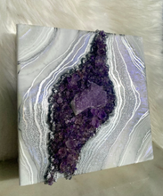 Load image into Gallery viewer, Custom for Alexa - White, Pearl, & Iridescent Lavender, w/ Brazilian Amethyst Points 14" x 14" x 3"