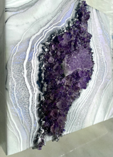 Load image into Gallery viewer, Custom for Alexa - White, Pearl, & Iridescent Lavender, w/ Brazilian Amethyst Points 14" x 14" x 3"