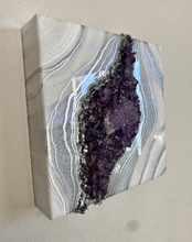 Load image into Gallery viewer, Custom for Alexa - White, Pearl, & Iridescent Lavender, w/ Brazilian Amethyst Points 14" x 14" x 3"