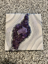 Load image into Gallery viewer, Custom for Alexa - White, Pearl, & Iridescent Lavender, w/ Brazilian Amethyst Points 14" x 14" x 3"
