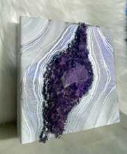 Load image into Gallery viewer, Custom for Alexa - White, Pearl, & Iridescent Lavender, w/ Brazilian Amethyst Points 14" x 14" x 3"