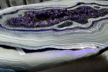 Load image into Gallery viewer, Large Epoxy Geode Coffee Table with Brazilian Amethyst Points & Hairpin Legs - 47" x 24" x 18.5"