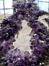 Load image into Gallery viewer, Large Epoxy Geode Coffee Table with Brazilian Amethyst Points & Hairpin Legs - 47" x 24" x 18.5"