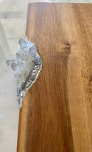 Load image into Gallery viewer, Silver & White Charcuterie Board w/ Clear Quartz Crystals - 22" x 6" x 1.75"