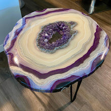 Load image into Gallery viewer, Accent Table with Brazilian Amethyst Points & Hairpin Legs - 24"x 24"x 21"