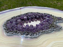 Load image into Gallery viewer, Accent Table with Brazilian Amethyst Points & Hairpin Legs - 24"x 24"x 21"