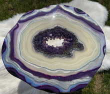 Load image into Gallery viewer, Accent Table with Brazilian Amethyst Points & Hairpin Legs - 24"x 24"x 21"