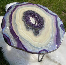 Load image into Gallery viewer, Accent Table with Brazilian Amethyst Points & Hairpin Legs - 24"x 24"x 21"