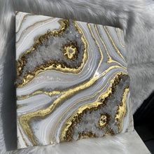 Load image into Gallery viewer, White, Pearl, & Gold, w/ Brazilian Quartz Points 16" x 16" x 3"