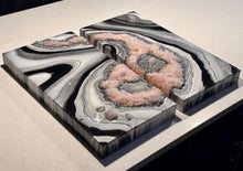 Load image into Gallery viewer, White, Black, & Silver w/ Rose Quartz Crystals - 24" x 24"
