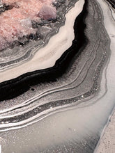 Load image into Gallery viewer, White, Black, & Silver w/ Rose Quartz Crystals - 24" x 24"