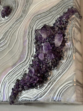 Load image into Gallery viewer, White, Silver, and Lavender w/ Brazilian Amethyst Crystals 12" x 12" x 3"