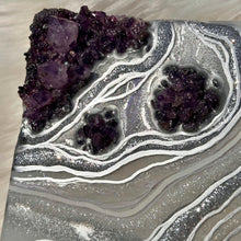 Load image into Gallery viewer, White, Silver, and Lavender w/ Brazilian Amethyst Crystals 12" x 12" x 3"