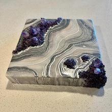 Load image into Gallery viewer, White, Silver, and Lavender w/ Brazilian Amethyst Crystals 12" x 12" x 3"