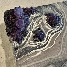 Load image into Gallery viewer, White, Silver, and Lavender w/ Brazilian Amethyst Crystals 12" x 12" x 3"