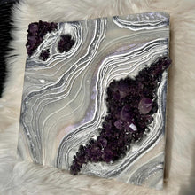 Load image into Gallery viewer, White, Silver, and Lavender w/ Brazilian Amethyst Crystals 12" x 12" x 3"