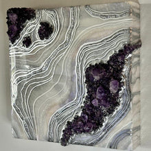 Load image into Gallery viewer, White, Silver, and Lavender w/ Brazilian Amethyst Crystals 12" x 12" x 3"