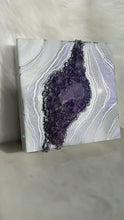 Load and play video in Gallery viewer, Custom for Alexa - White, Pearl, & Iridescent Lavender, w/ Brazilian Amethyst Points 14" x 14" x 3"