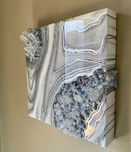 Load image into Gallery viewer, Blue Calcite w/ Brazilian Quartz Points Geode Painting 10" x 10" x 3.75"