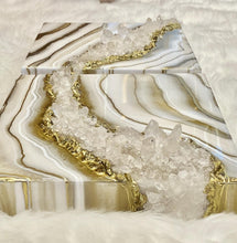 Load image into Gallery viewer, Clear Quartz & Epoxy Geode Diptych Set - 24" x 12" x 3"