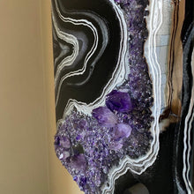 Load image into Gallery viewer, Black & Silver Amethyst Geode Painting 20" x 16" x 3.75"