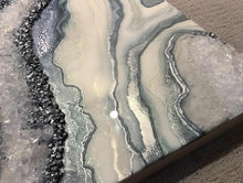 Load image into Gallery viewer, Large Silver, White, & Pale Green 3D Geode Panel w/ Clear Quartz 48" x 30" x 4"