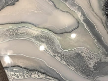 Load image into Gallery viewer, Large Silver, White, & Pale Green 3D Geode Panel w/ Clear Quartz 48" x 30" x 4"