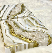 Load image into Gallery viewer, Clear Quartz & Epoxy Geode Diptych Set - 24" x 12" x 3"