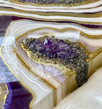 Load image into Gallery viewer, Large Amethyst, Pyrite, & Epoxy 3D Geode Panel - 48" x 30" x 3.75"