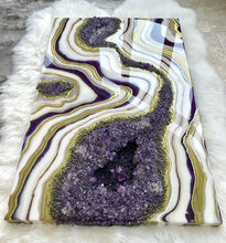 Load image into Gallery viewer, Large Amethyst, Pyrite, & Epoxy 3D Geode Panel - 48" x 30" x 3.75"