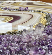 Load image into Gallery viewer, Large Amethyst, Pyrite, & Epoxy 3D Geode Panel - 48" x 30" x 3.75"