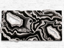 Load image into Gallery viewer, Large Black White & Silver Geode Panel w/ Clear & Smoky Quartz 60" x 30" x 4"
