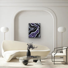 Load image into Gallery viewer, Black & Silver Amethyst Geode Painting 20" x 16" x 3.75"