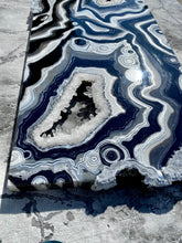 Load image into Gallery viewer, Large Black White & Silver Geode Panel w/ Clear & Smoky Quartz 60" x 30" x 4"