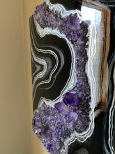 Load image into Gallery viewer, Black & Silver Amethyst Geode Painting 20" x 16" x 3.75"