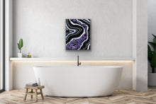 Load image into Gallery viewer, Black & Silver Amethyst Geode Painting 20" x 16" x 3.75"