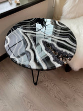 Load image into Gallery viewer, Geode Accent Table with Smoky Quartz Points & Hairpin Legs - 24" x 24" x 20"