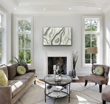 Load image into Gallery viewer, Large Silver, White, & Pale Green 3D Geode Panel w/ Clear Quartz 48" x 30" x 4"