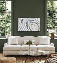 Load image into Gallery viewer, Large White Silver & Pale Iridescent Blue 3D Geode Panel w/ Clear Quartz - 32" x 20" x 3.75"
