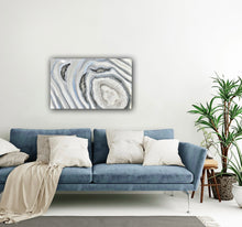 Load image into Gallery viewer, Large White Silver & Pale Iridescent Blue 3D Geode Panel w/ Clear Quartz - 32" x 20" x 3.75"