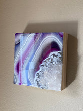 Load image into Gallery viewer, Blue-Violet Orchid & Silver Geode with Clear Quartz 6" x 6" x 2.75"