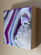 Load image into Gallery viewer, Blue-Violet Orchid & Silver Geode with Clear Quartz 6" x 6" x 2.75"