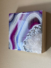 Load image into Gallery viewer, Blue-Violet Orchid & Silver Geode with Clear Quartz 6" x 6" x 2.75"