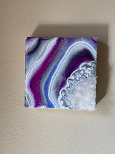 Load image into Gallery viewer, Blue-Violet Orchid & Silver Geode with Clear Quartz 6" x 6" x 2.75"