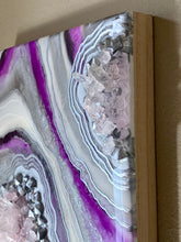 Load image into Gallery viewer, Plum Orchid & Silver Geode with Rose Quartz 8" x 8" x 2.75"