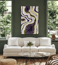 Load image into Gallery viewer, Large Amethyst, Pyrite, & Epoxy 3D Geode Panel - 48" x 30" x 3.75"